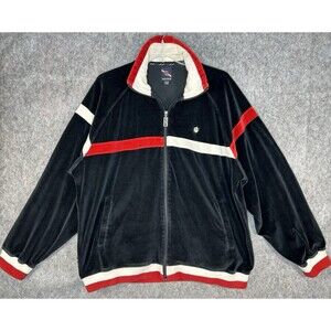 Phat Farm Jacket Men 2XL Black Track Velour Streetwear Sweat Lounge Hip Hop Y2K